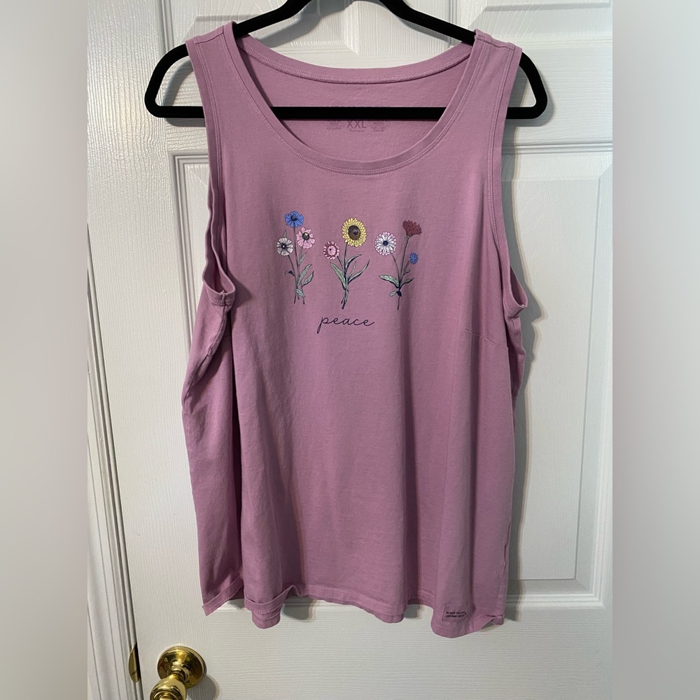 Life Is Good Lavender Floral Tank Top XXL